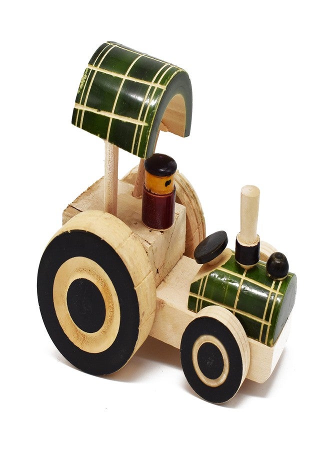 justhandmade Just Handmade Wooden Tactor with Rolling Wheel | Train (Combo of 2) - Image 5